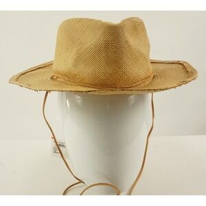 New Modern Monarchie Wide Brim Panama Fedora Straw Hat Sz Medium Tan Adjustable